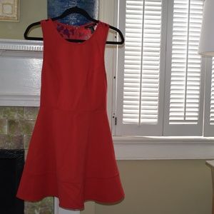 Red lace back mini dress